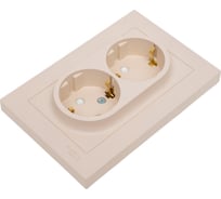 Розетка Systeme Electric Atlasdesign песочный с/з 2-ая, со шт., 16а, (в сборе с рамкой) ATN001226 6 шт 13606485820214