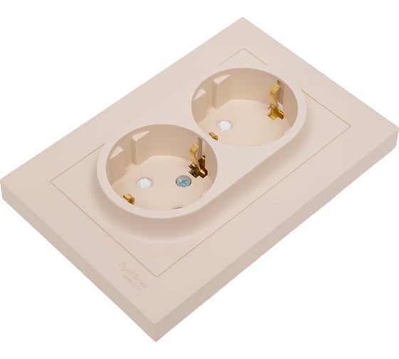 Розетка Systeme Electric Atlasdesign песочный с/з 2-ая, со шт., 16а, (в сборе с рамкой) ATN001226 6 шт 13606485820214 1