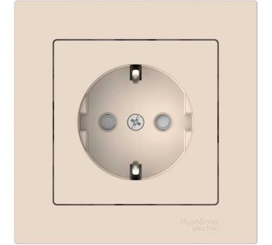 Розетка Systeme Electric ATLASDESIGN с заземлением со шторками, 16А, в сборе, быстрозажим. клем., БЕЖЕВЫЙ ATN000244S 15 шт 13606482108124 1