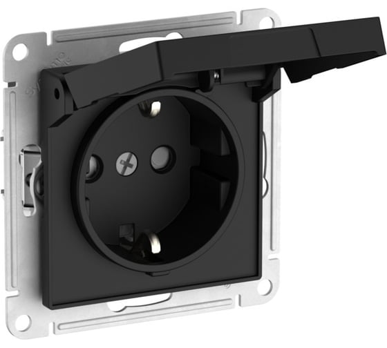 Розетка Systeme Electric ATLASDESIGN с заземл. со шторк. с крышкой,16А,IP20,мех., быстрозажим. клем., КАРБОН ATN001046S 5 шт 13606482108414 1