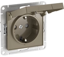 Розетка Systeme Electric ATLASDESIGN с заземл. со шторк. с крышкой,16А,IP20,мех., быстрозажим. клем., ШАМПАНЬ ATN000546S 10 шт 13606482108360