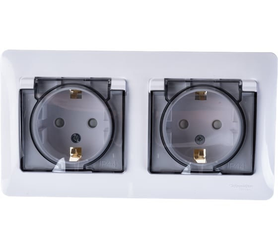 Розетка Systeme Electric (Schneider Electric) 2-м СП 2мод. Glossa 16А IP44 с заземл. защ. шторки в сборе бел. GSL000147 9 шт 13606480983327 1