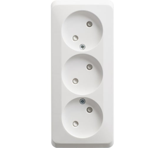 Розетка Systeme Electric (Schneider Electric) ЭТЮД O/У тройная без заземления со штороками 16А 250B, БЕЛЫЙ PA16-010B 11 шт 13606480798655 1