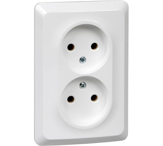 Розетка Systeme Electric (Schneider Electric) ЭТЮД С/У двойная без заземления без шторок 16А 250B, БЕЛЫЙ PC16-105B 12 шт 13606485439294 1