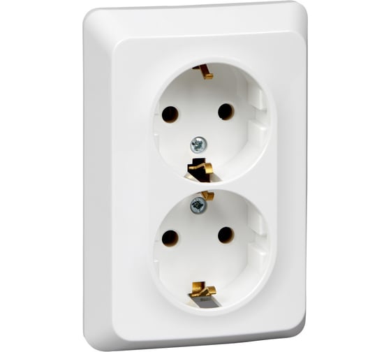 Розетка Systeme Electric (Schneider Electric) ЭТЮД С/У двойная с заземлением без шторок 16А 250B, БЕЛЫЙ PC16-107B 10 шт 13606485439317 1