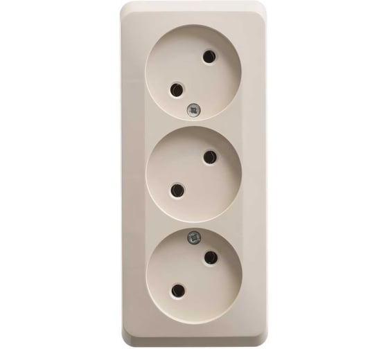 Розетка Systeme Electric (Schneider Electric) ЭТЮД O/У тройная без заземления без шторок 16А 250B, КРЕМОВЫЙ, PA16-009K 11 шт 13606485439331 1