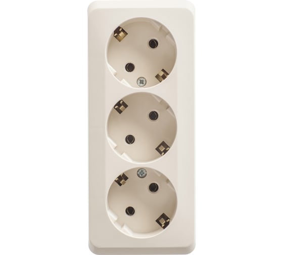 Розетка Systeme Electric (Schneider Electric) ЭТЮД O/У тройная с заземлением без шторок 16А 250B, КРЕМ PA16-011K 9 шт 13606485439355 1
