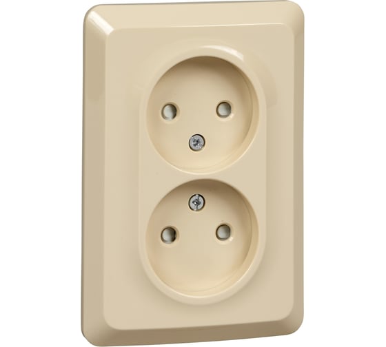 Розетка Systeme Electric (Schneider Electric) этюд с/у двойная без заземления со штороками 16а 250В, кремовый, PC16-106K 12 шт 13606485439386 1