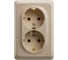 Розетка Systeme Electric (Schneider Electric) этюд с/у двойная с заземлением без шторок 16а 250В, кремовый, PC16-107K 10 шт 13606485439393 2