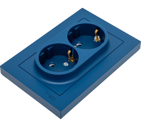 Розетка Systeme Electric Atlasdesign аквамарин с/з 2-ая, со шт., 16а, (в сборе с рамкой) ATN001126 6 шт 13606485820207 1