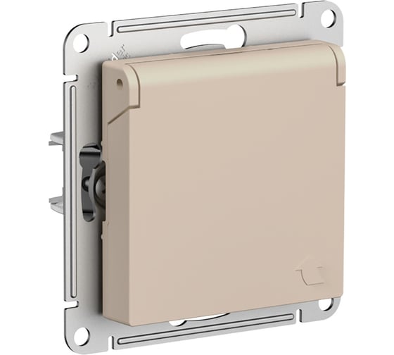 Розетка Systeme Electric Atlasdesign песочный с/з, со шт., с крышкой, 16а ATN001246 5 шт 13606485820313 1