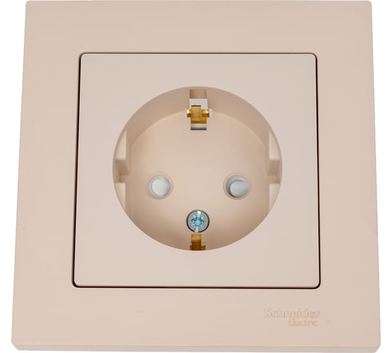 Розетка Systeme Electric Atlasdesign песочный с/з со шт., 16а, (в сборе с рамкой) ATN001244 5 шт 13606485820351 1