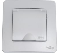 Розетка Systeme Electric Blanca скрытая установка Алюминий с заземлением IP44 со шторками,16А, с крышкой, 250В BLNRS441113 10 шт 4690201022206