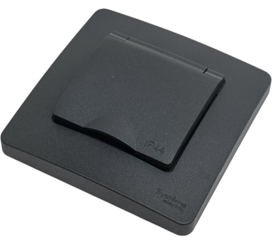 Розетка Systeme Electric Blanca скрытая установка Антрацит IP44, с заземлением, со шторками, с крышкой, 16А, 250В BLNRS441116 10 шт 4690201022268 1