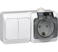 Блок Systeme Electric (Schneider Electric) ОП Этюд IP44 белый 2-кл выключатель+евророзетка з/ш SchE BPA16-242B 7 шт 4690201010654