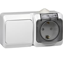 Блок Systeme Electric (Schneider Electric) ОП Этюд IP44 белый 1-кл переключатель+евророзетка з/ш SchE BPA16-246B 7 шт 4690201010678