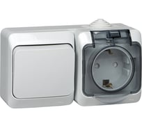 Блок Systeme Electric (Schneider Electric) ОП Этюд IP44 серый 1-кл перекл.+евророзетка з/ш SchE BPA16-246C 7 шт 4690201010753