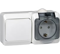 Блок Systeme Electric (Schneider Electric) ОП Этюд IP44 белый 1-кл выключатель+евророзетка з/ш SchE BPA16-241B 7 шт 4690201010630