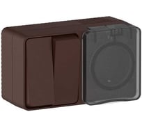 Блок Systeme Electric ATLASDESIGN PROFI IP54 О/У розетка с заземлением со шторками, 16А, выключатель 2-клавишный, 10АХ, коричневый ATN546074 6 шт 4690201042631