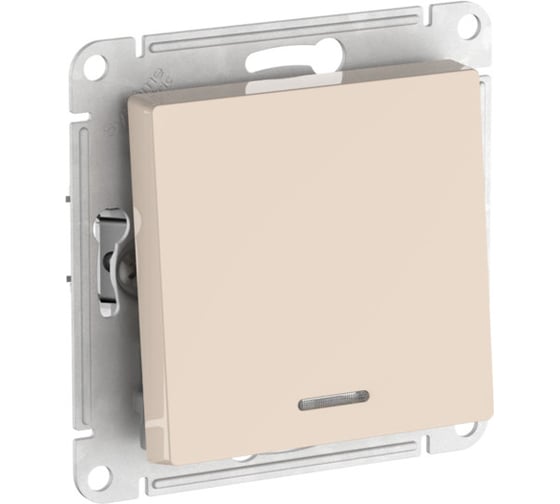 1-клавишный переключатель с подсветкой Systeme Electric ATLASDESIGN сх.6а, 10АХ, мех., быстрозажим. клем., БЕЖЕВЫЙ ATN000263S 20 шт 13606482108957 1