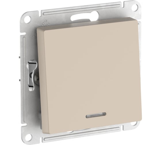 1-клавишный переключатель с подсветкой Systeme Electric ATLASDESIGN сх.6а, 10АХ, мех., быстрозажим. клем., ПЕСОЧНЫЙ ATN001263S 5 шт 4690201023180 1