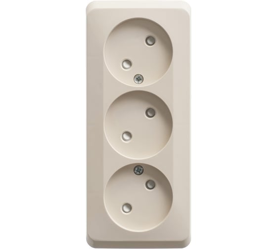 Тройная розетка без заземления со шторками Systeme Electric (Schneider Electric) ЭТЮД O/У 16А 250B, КРЕМОВЫЙ,PA16-010K 11 шт 13606485439348 1