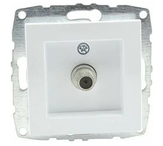Механизм проходной TV розетки MONO ELECTRIC L/D, с экраном, белая 500-001905-137 1