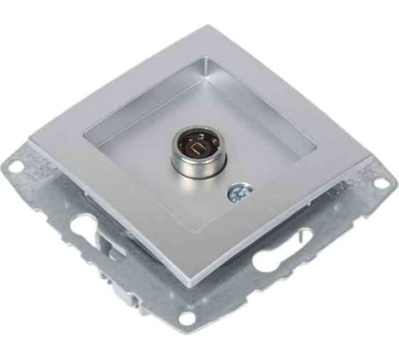 Механизм проходной TV розетки MONO ELECTRIC L/D, с экраном, серебро 500-002105-137