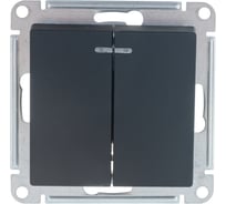 2-клавишный выключатель с подсветкой Systeme Electric (Schneider Electric) ATLASDESIGN сх.5а, 10АХ, карбон ATN001053 5 шт 13606489703469