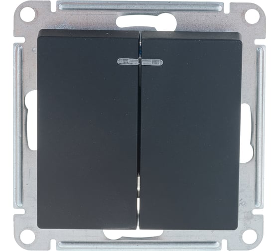 2-клавишный выключатель с подсветкой Systeme Electric (Schneider Electric) ATLASDESIGN сх.5а, 10АХ, карбон ATN001053 5 шт 13606489703469 1