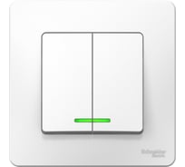 2-клавишный выключатель с подсветкой Systeme Electric (Schneider Electric) BLANCA с/у , 6А, 250В, белый BLNVS006511 10 шт 13606481194333