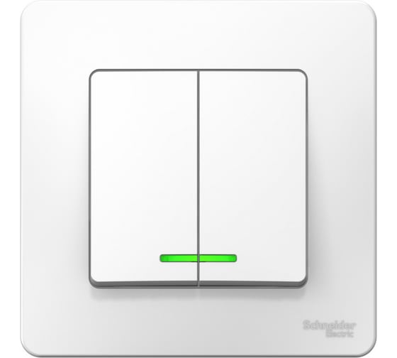 2-клавишный выключатель с подсветкой Systeme Electric (Schneider Electric) BLANCA с/у , 6А, 250В, белый BLNVS006511 10 шт 13606481194333 1