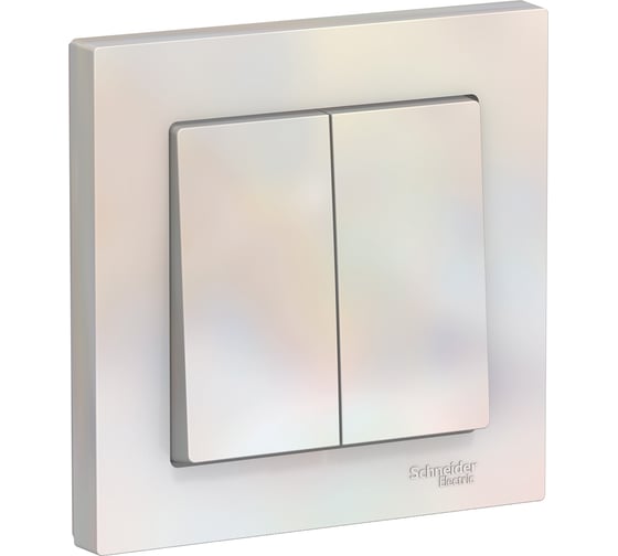 Выключатель 2-клавишный Systeme Electric (Schneider Electric) AtlasDesign Жемчуг, сх.5, 10АХ, в сборе SE ATN000452 10 шт 13606489584440 1
