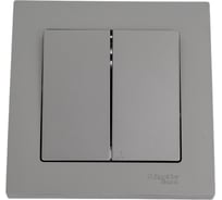 Выключатель 2-клавишный Systeme Electric (Schneider Electric) AtlasDesign Сталь, сх.5, 10АХ, в сборе SE ATN000952 5 шт 13606489703131