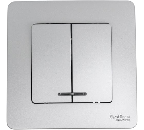 Выключатель 2-клавишный с подсветкой Systeme Electric (Schneider Electric) Blanca внутренний Алюминий, 10А SE BLNVS010513 10 шт 13606481195057 1