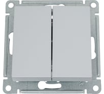 Выключатель 2-клавишный Systeme Electric Atlasdesign алюминий, с самовозвратом, сх.2, 10а, механизм ATN000317 5 шт 4690201021223