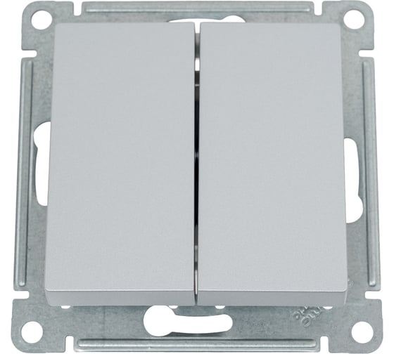 Выключатель 2-клавишный Systeme Electric Atlasdesign алюминий, с самовозвратом, сх.2, 10а, механизм ATN000317 5 шт 4690201021223 1