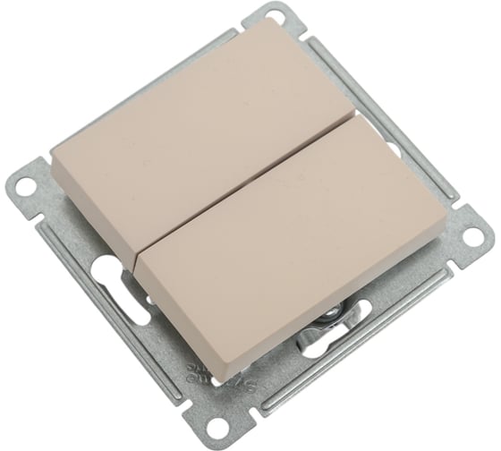 Выключатель 2-клавишный Systeme Electric Atlasdesign песочный, с самовозвратом, сх.2, 10а, механизм ATN001217 5 шт 4690201021407 1