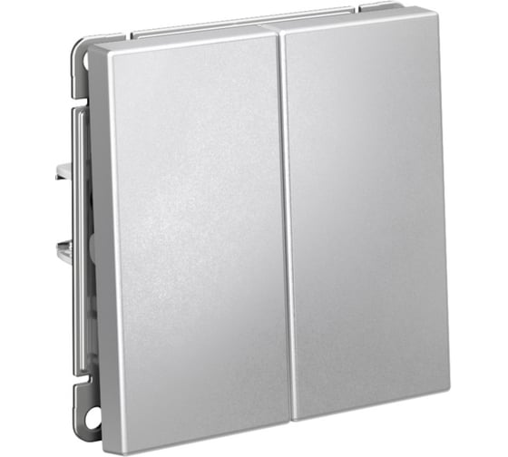 Выключатель 2-клавишный Systeme Electric ArtGallery Алюминий, кнопочный, сх.2, 10А, механизм GAL000317 5 шт 4690201029687 1