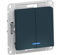 Выключатель 2-клавишный с подсветкой Systeme Electric (Schneider Electric) AtlasDesign Изумруд, сх.5а SE ATN000853 5 шт 13606489702820