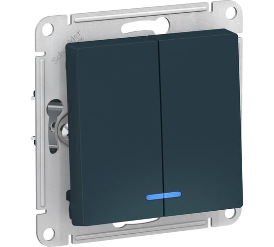 Выключатель 2-клавишный с подсветкой Systeme Electric (Schneider Electric) AtlasDesign Изумруд, сх.5а SE ATN000853 5 шт 13606489702820 1