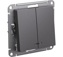 Выключатель 2-клавишный с подсветкой Systeme Electric Atlasdesign базальт, сх.5а, 10ах, механизм ATN001453 5 шт 4690201025542
