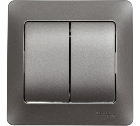 2-клавишный выключатель Systeme Electric (Schneider Electric) Glossa сх.5, 10ax, в сборе, графит GSL001352 5 шт 53606481209240