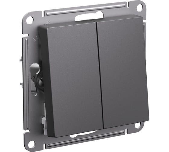 Выключатель 2-клавишный Systeme Electric Atlasdesign базальт, сх.5, 10ах, механизм ATN001451 5 шт 4690201025467 1