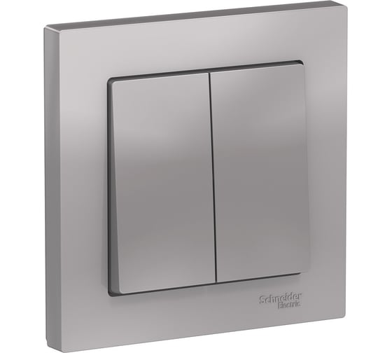 Выключатель 2-клавишный Systeme Electric (Schneider Electric) AtlasDesign Алюминий, сх.5, 10АХ, в сборе SE ATN000352 10 шт 13606489584051 1