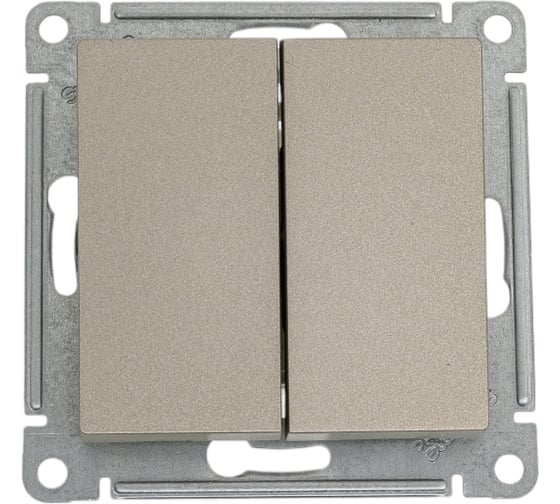 Выключатель 2-клавишный Systeme Electric Atlasdesign шампань, с самовозвратом сх.2 10а механизм ATN000517 5 шт 4690201021261 1