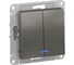 Выключатель 2-клавишный с подсветкой Systeme Electric (Schneider Electric) AtlasDesign Сталь, сх.5а, 10АХ SE ATN000953 5 шт 13606489703148 1