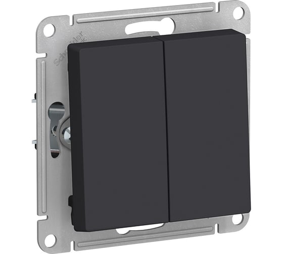 Выключатель 2-клавишный Systeme Electric Atlasdesign карбон, с самовозвратом, сх.2, 10а, механизм ATN001017 5 шт 4690201021360 1