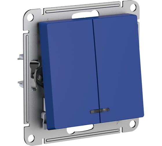 Выключатель 2-клавишный с подсветкой Systeme Electric Atlasdesign аквамарин, сх.5а, 10ах ATN001153 5 шт 13606485819768