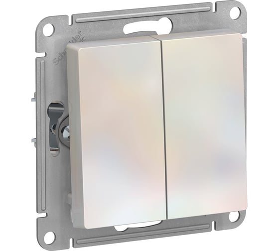 Выключатель 2-клавишный Systeme Electric Atlasdesign жемчуг, с самовозвратом, сх.2, 10а, механизм ATN000417 5 шт 4690201021247 1